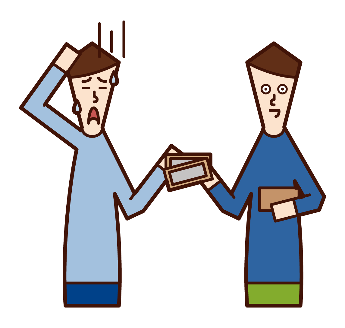 Illustration of a man borrowing money from a friend