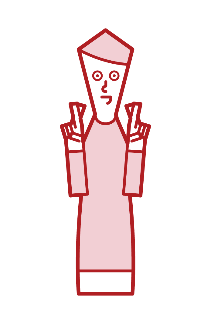 Illustration of a man who crosses his fingers and wishes good luck