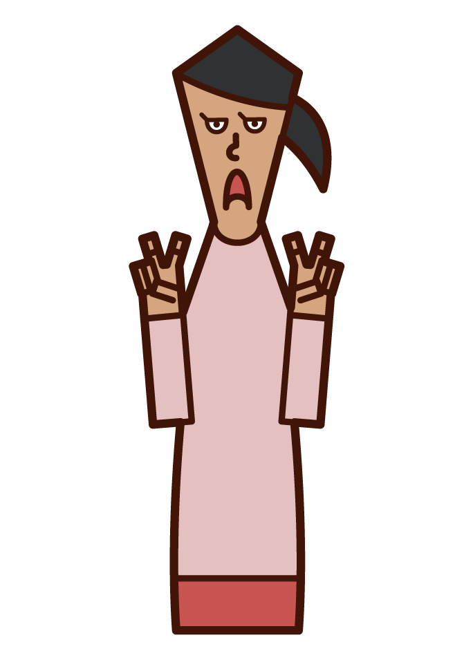 Illustration of a cynical person (female)