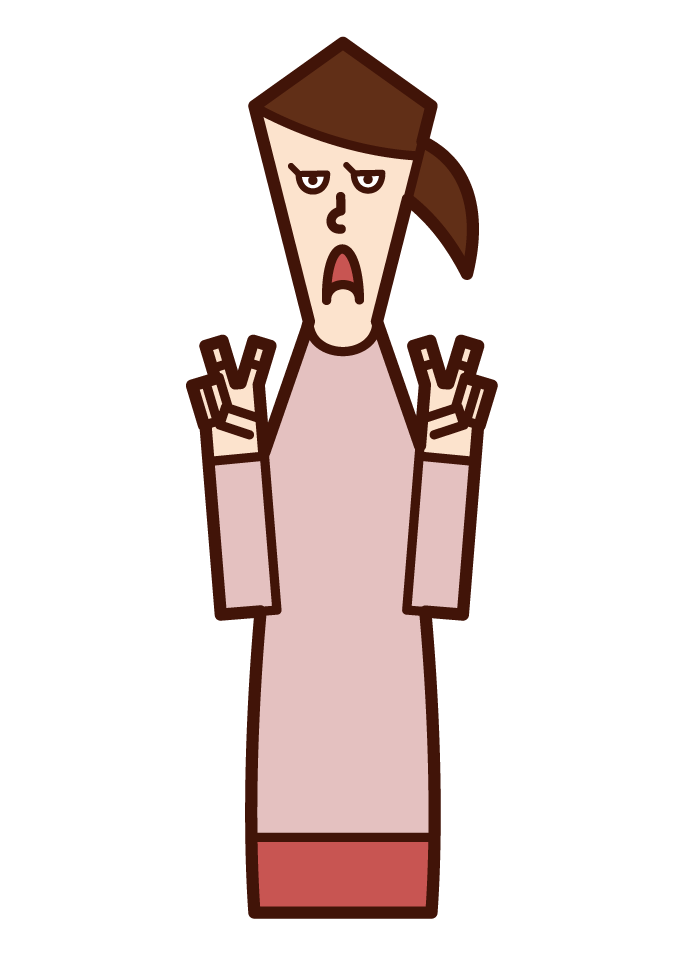 Illustration of a cynical person (female)