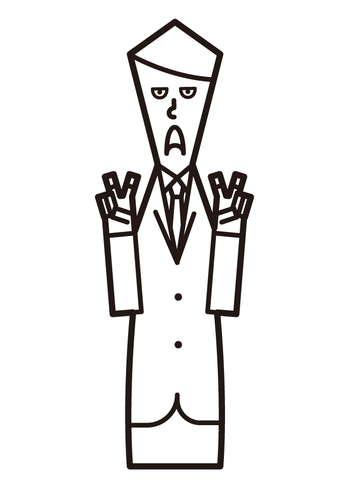 Illustration of a cynical person (male)