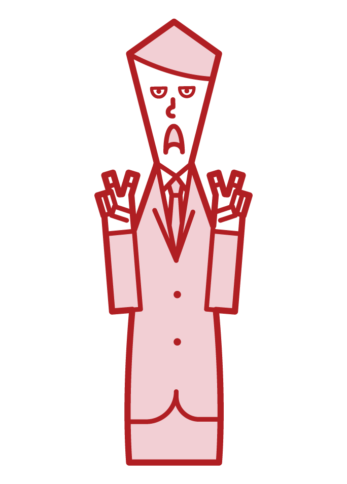 Illustration of a cynical person (male)