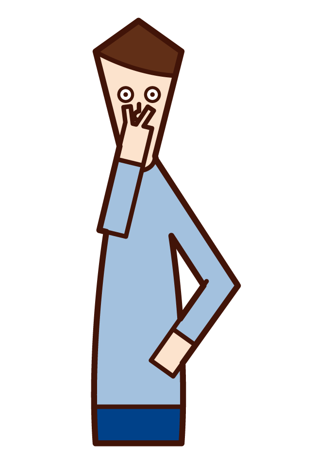 Illustration of a person (male) making a gesture indicating that he or she is monitoring