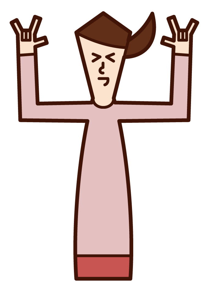 Illustration of a man making a gesture of "Rock On"