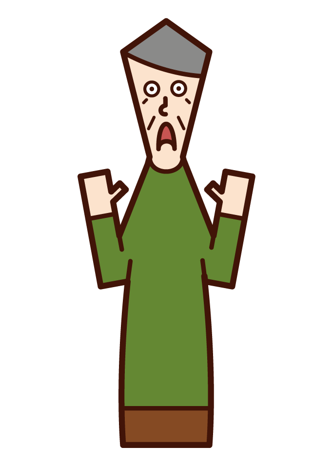 Illustration of a surprised person (grandmother)