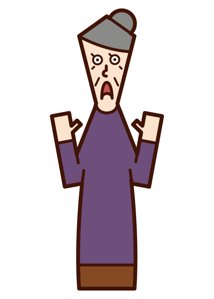 Illustration of a surprised person (grandmother)
