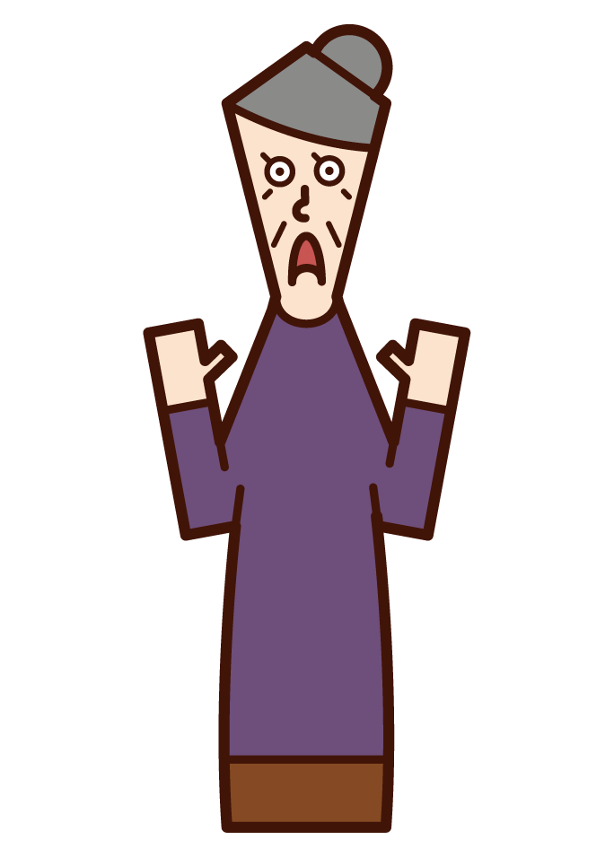 Illustration of a surprised person (grandmother) Illustration of a surprised person (grandmother)