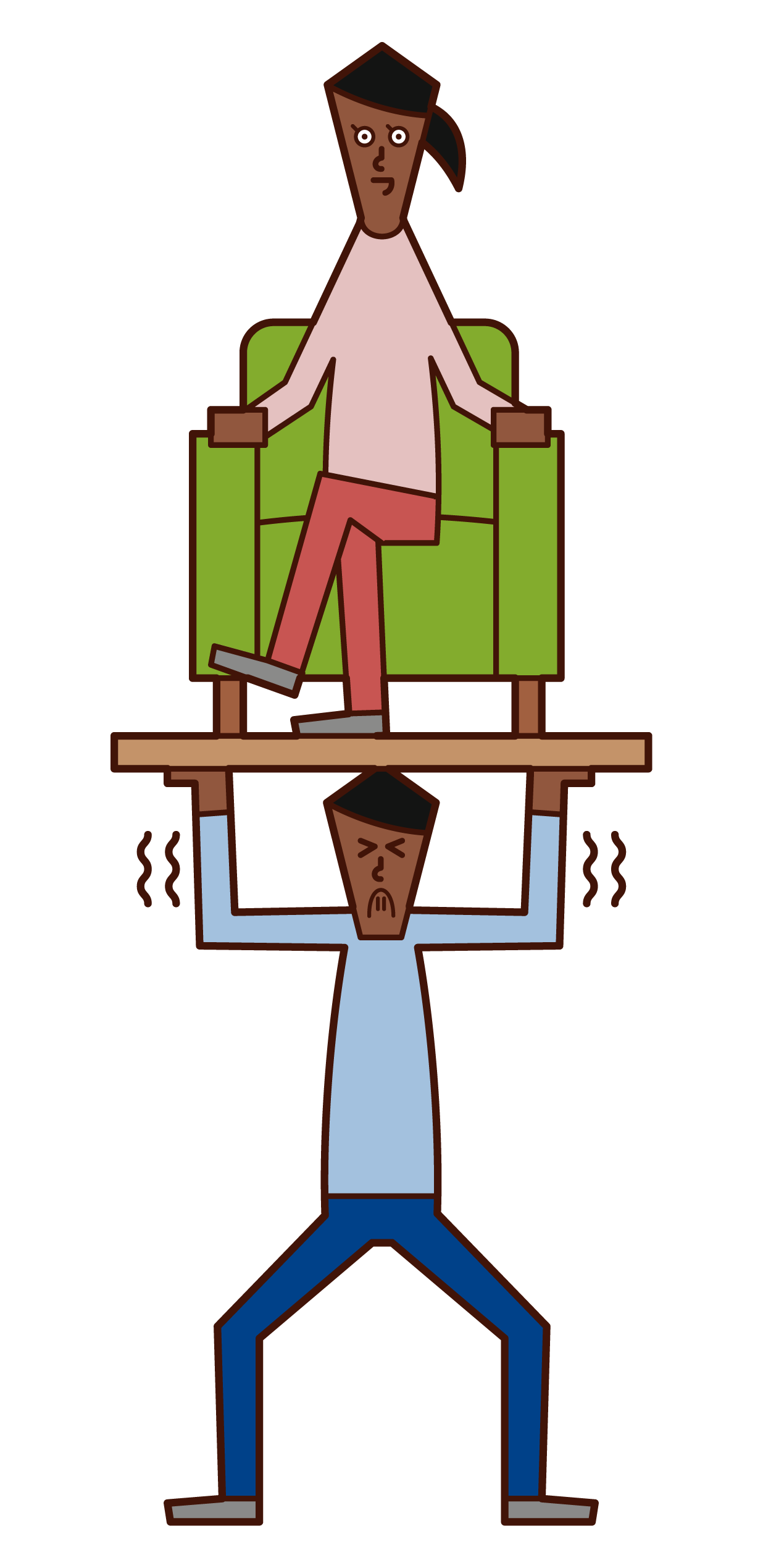 Illustration of a man who supports his wife or her