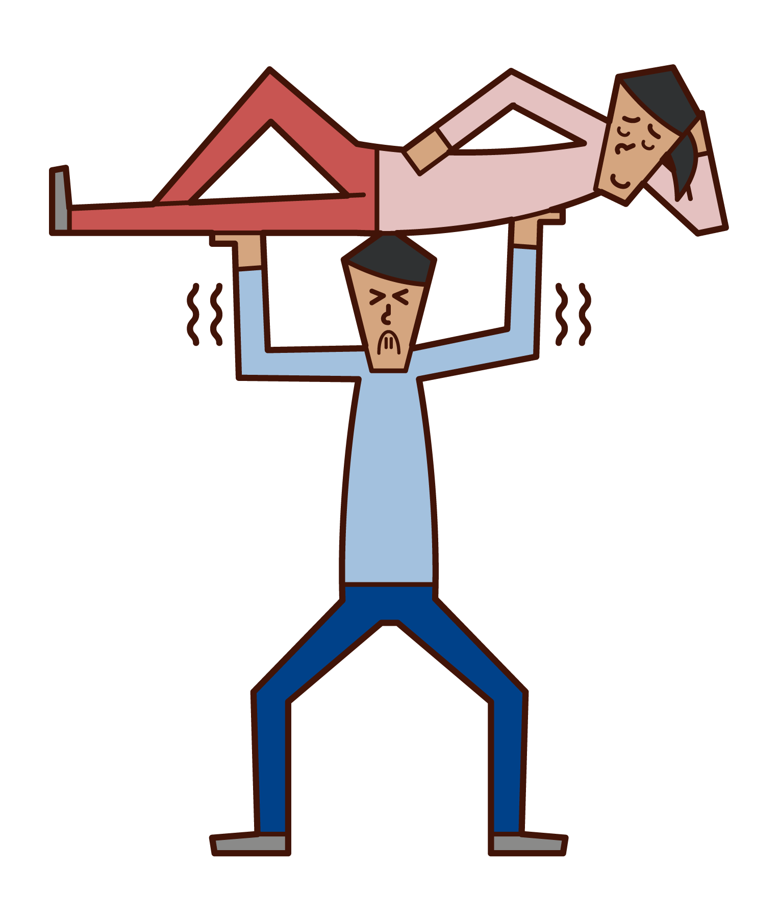 Illustration of a man who supports his wife or her