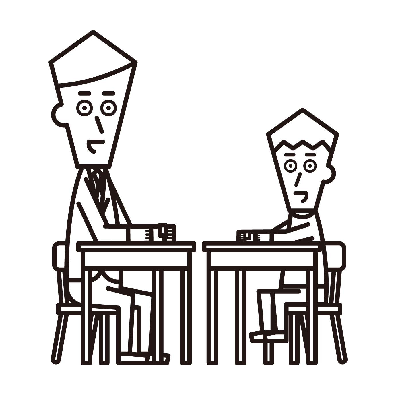 Illustration of an elementary school student (boy) having an interview with a teacher