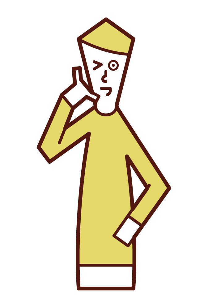手勢（男性）的插圖，使電話