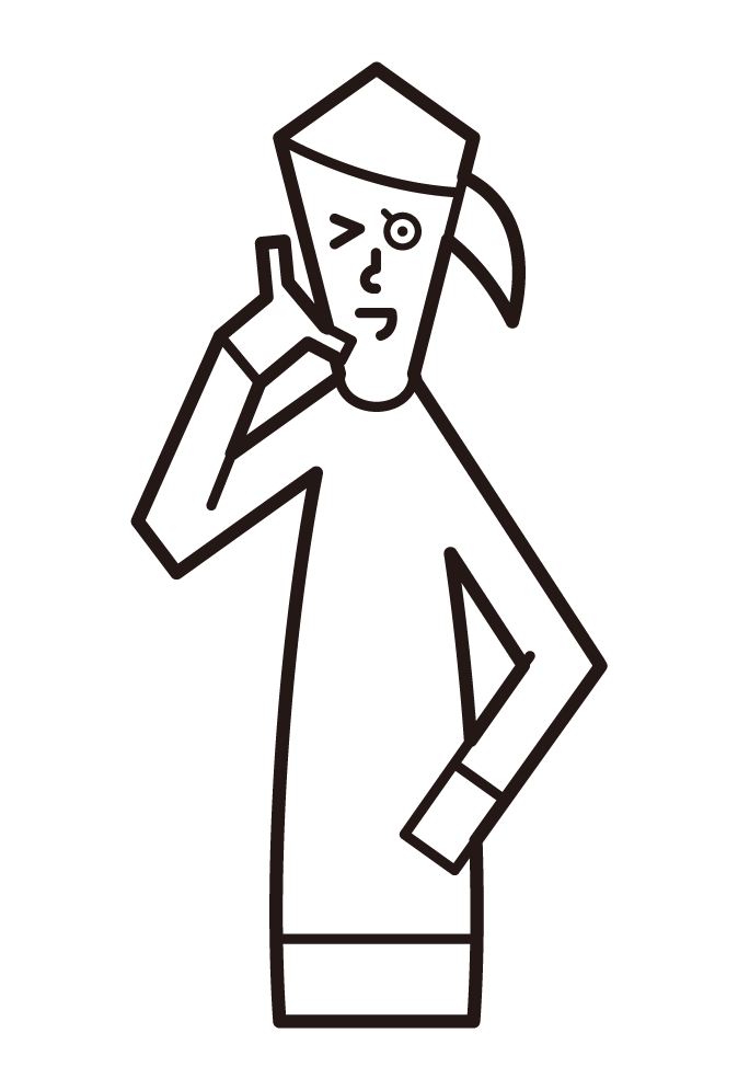 Illustration of gesture (female) making a phone call