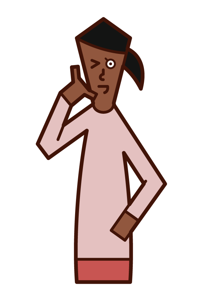 Illustration of gesture (female) making a phone call
