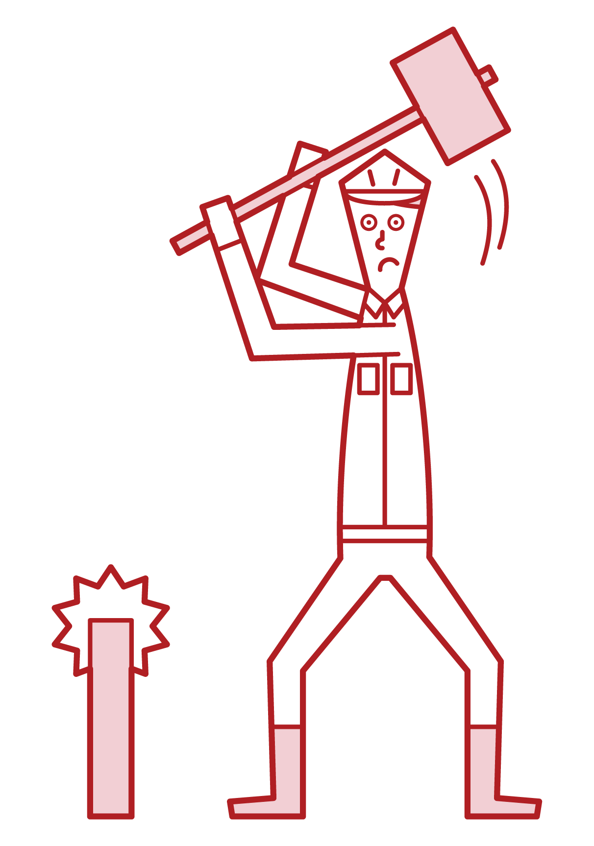 Illustration of a man hitting a stake