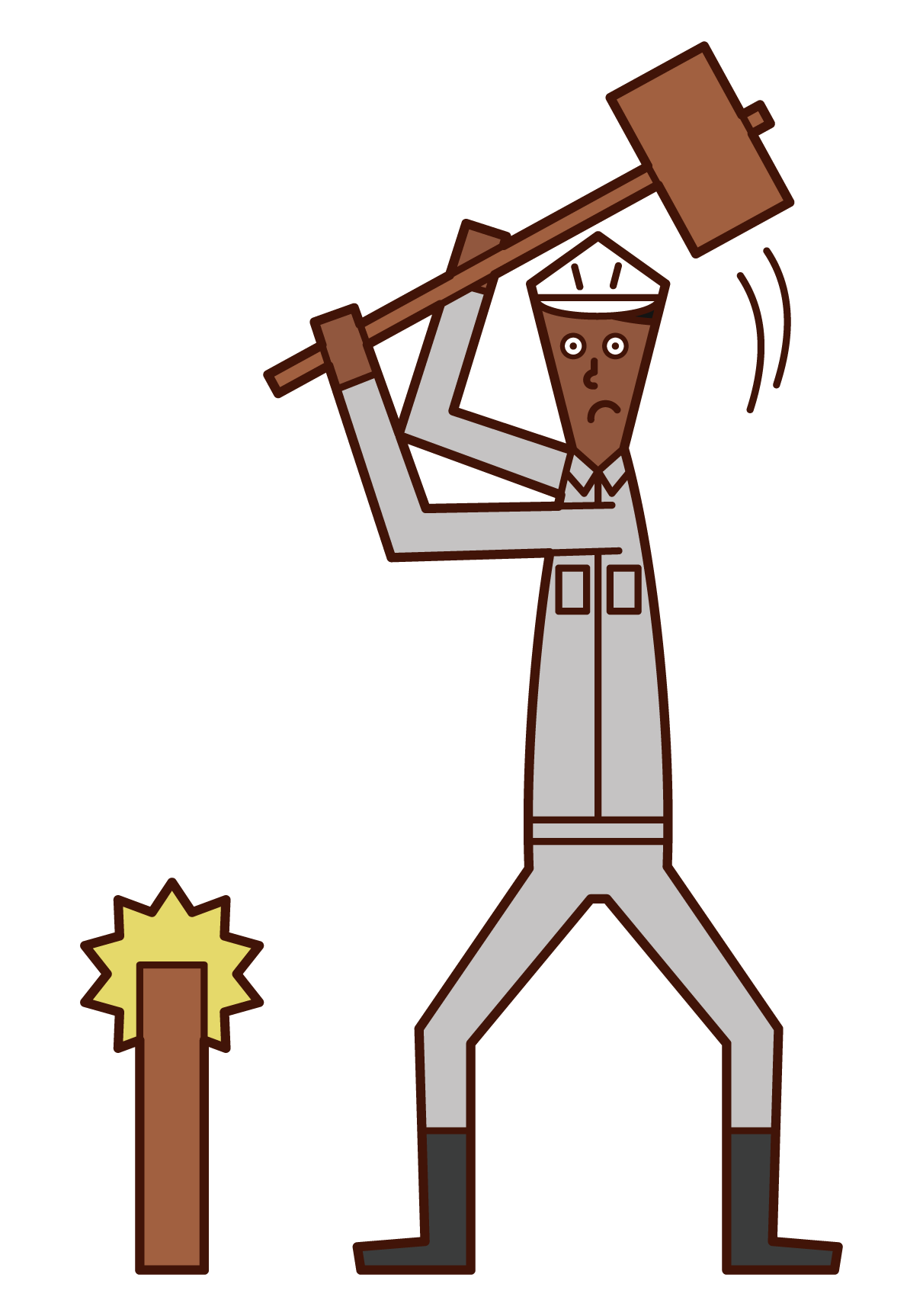 Illustration of a man hitting a stake