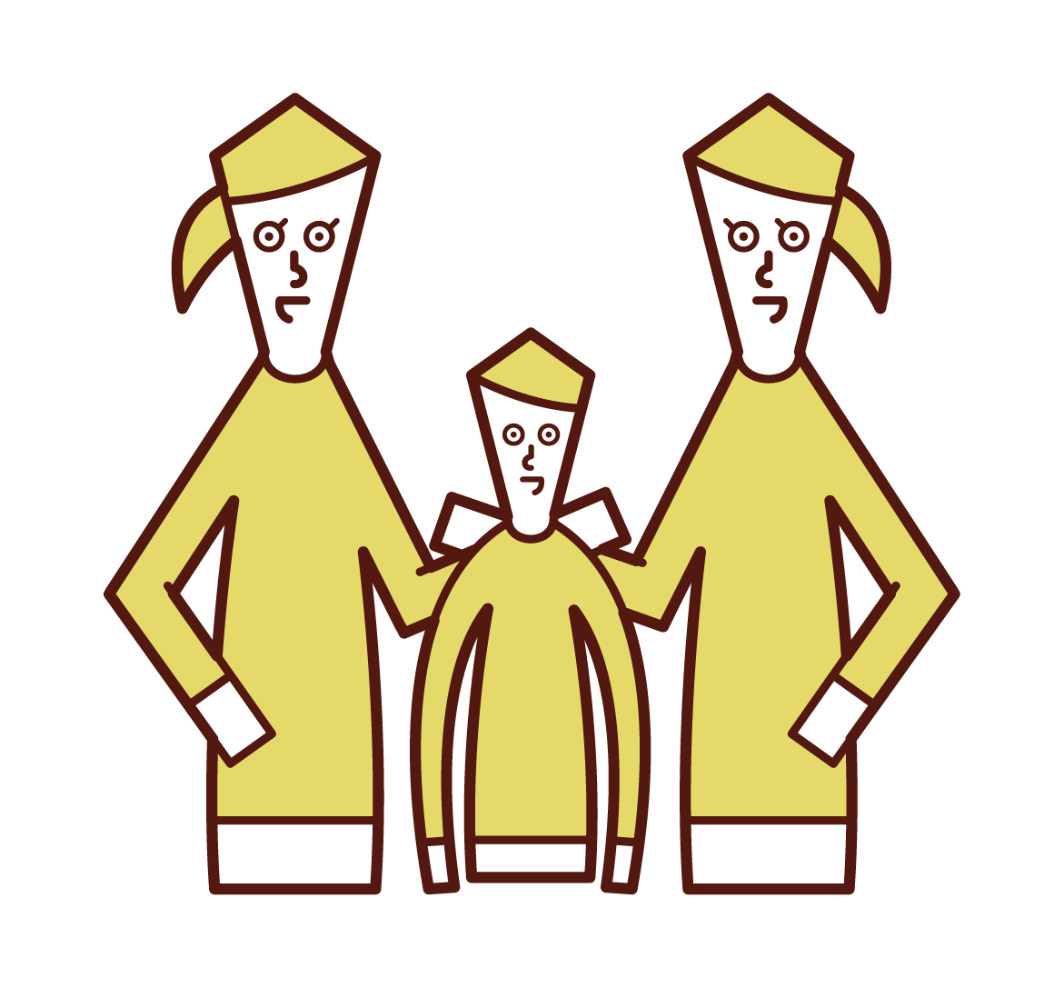 Illustration of same-sex couple (female) adopted