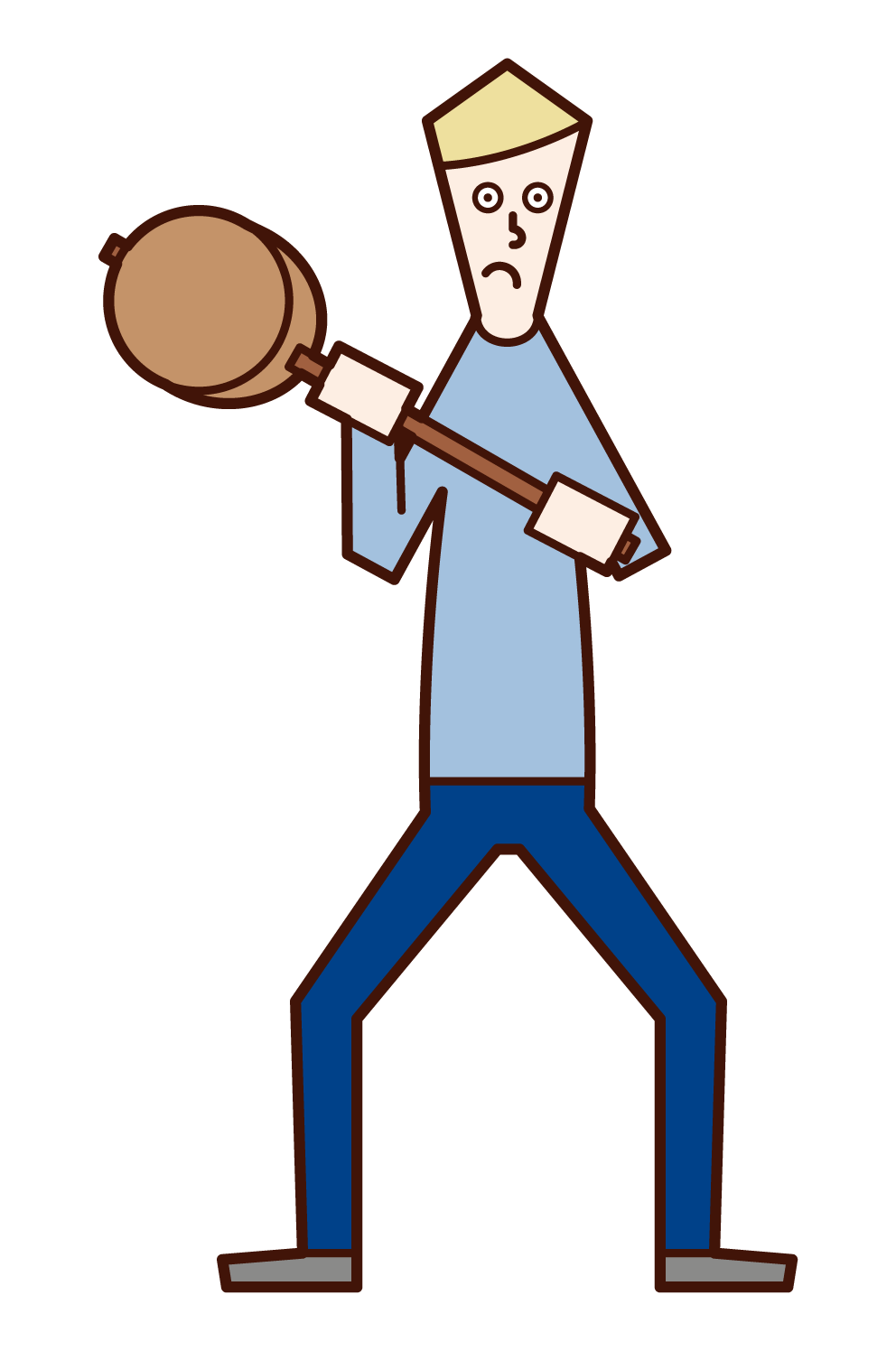 Illustration of a man using a hammer
