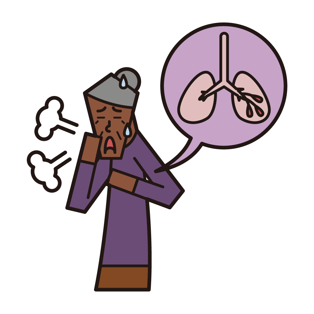 気管支拡張症（おばあさん）のイラスト