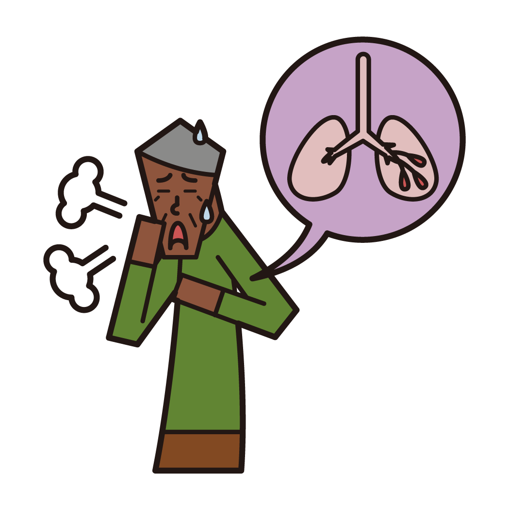 気管支拡張症（おじいさん）のイラスト