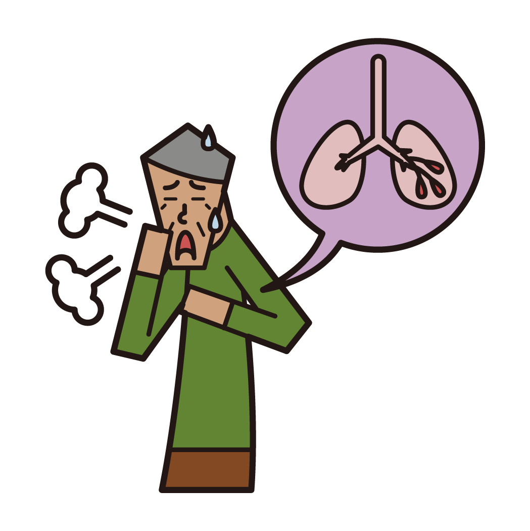 気管支拡張症（おじいさん）のイラスト