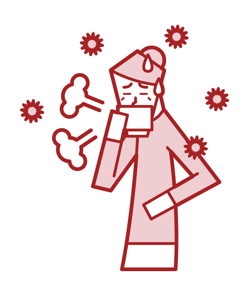 Illustration of influenza (grandmother)