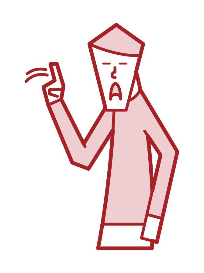 Illustration of gestures (male) waving fingers from side to side