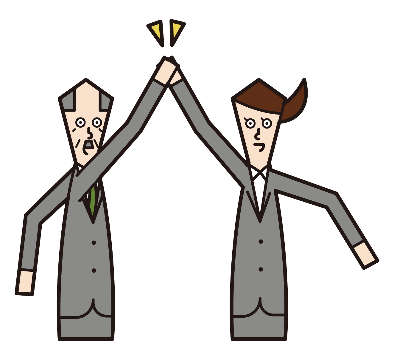 Illustration of people (men and women) high-fived with their bosses