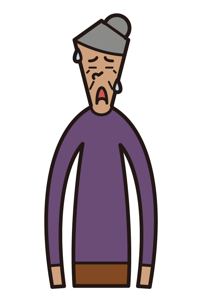 Illustration of a troubled face (grandmother)