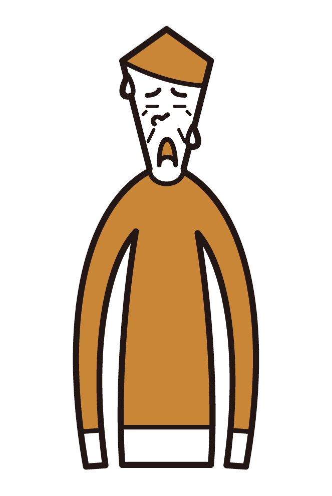 Illustration of a person with a troubled face (grandfather)