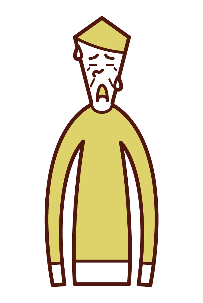 Illustration of a person with a troubled face (grandfather)