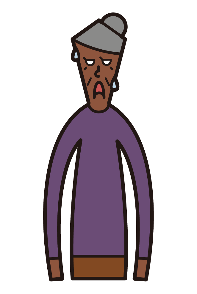 Illustration of a person (grandmother) who looks disgusting