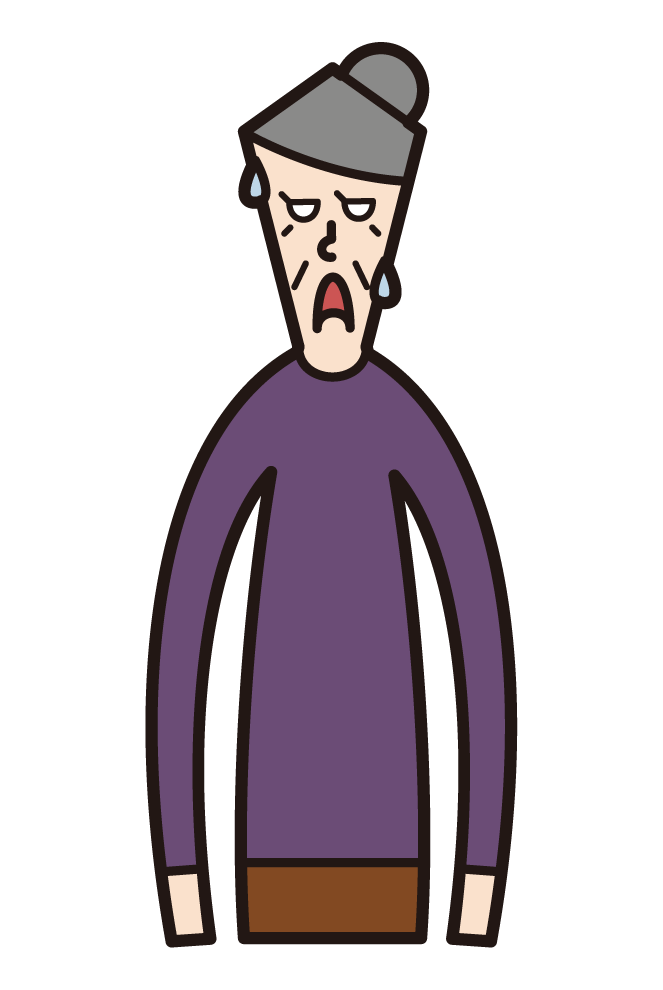 Illustration of a person (grandmother) who looks disgusting