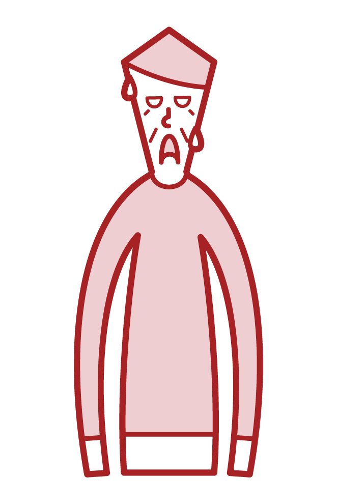 Illustration of a person (grandfather) who looks disgusting