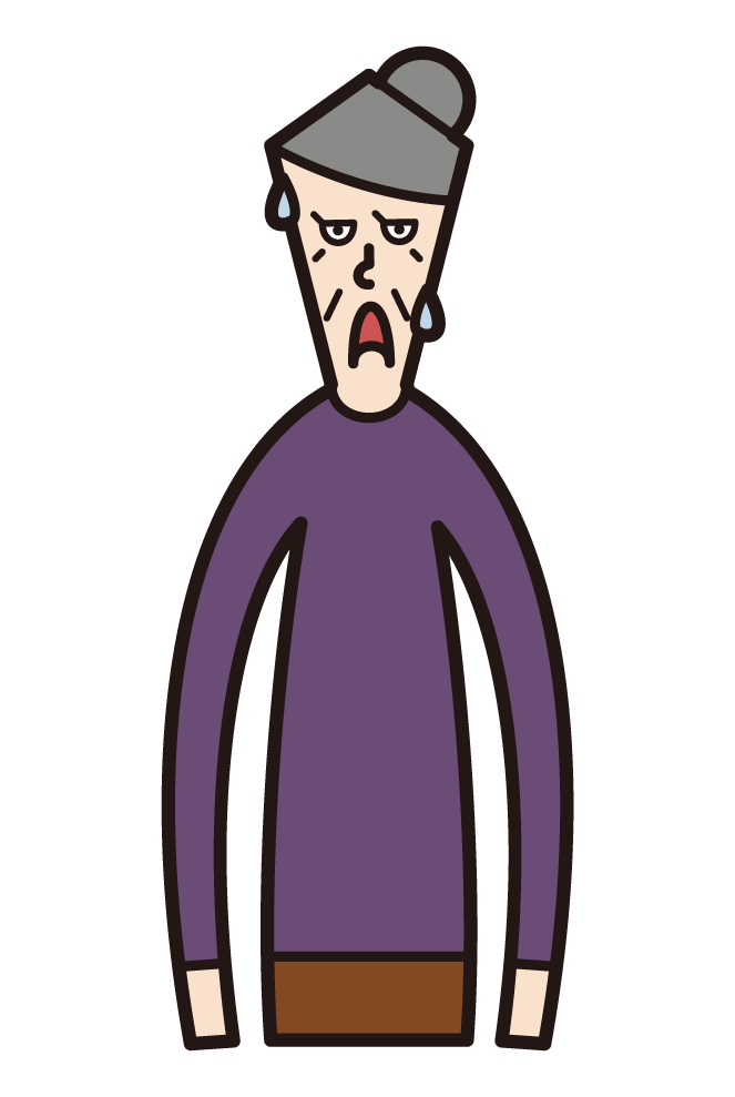 Illustration of a person (grandmother) who looks disgusting