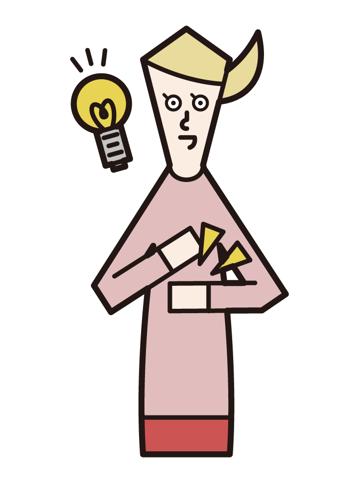 Illustration of a woman who came up with a good idea