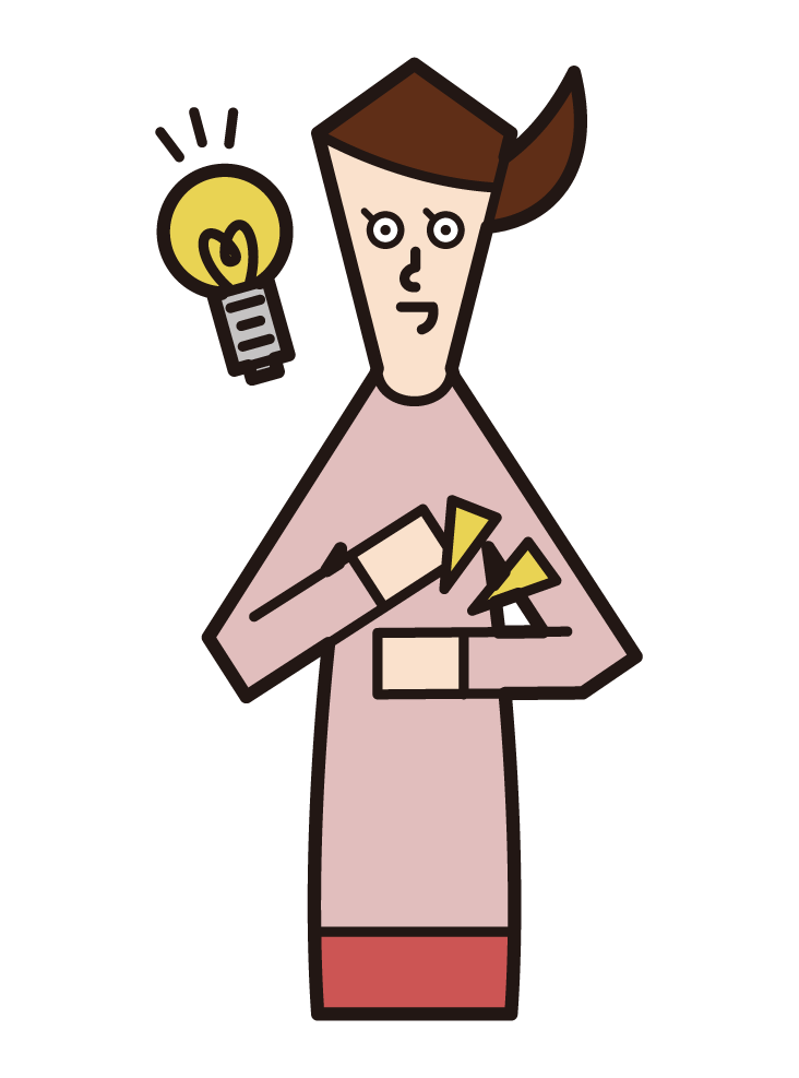 Illustration of a woman who came up with a good idea