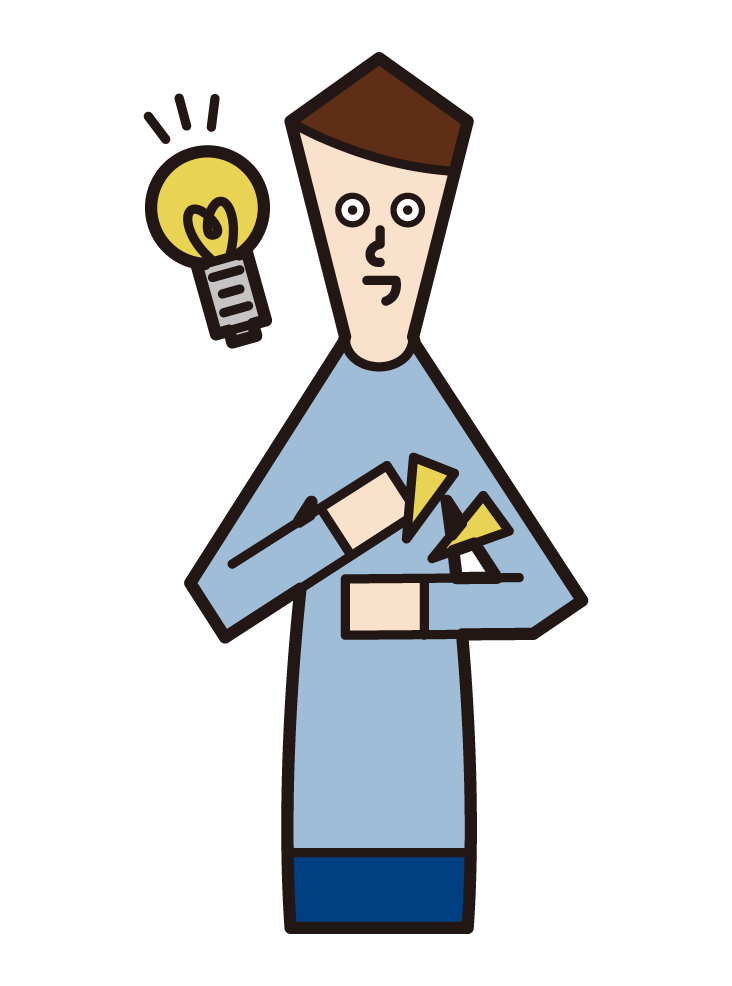 Illustration of a man who flashed a good idea