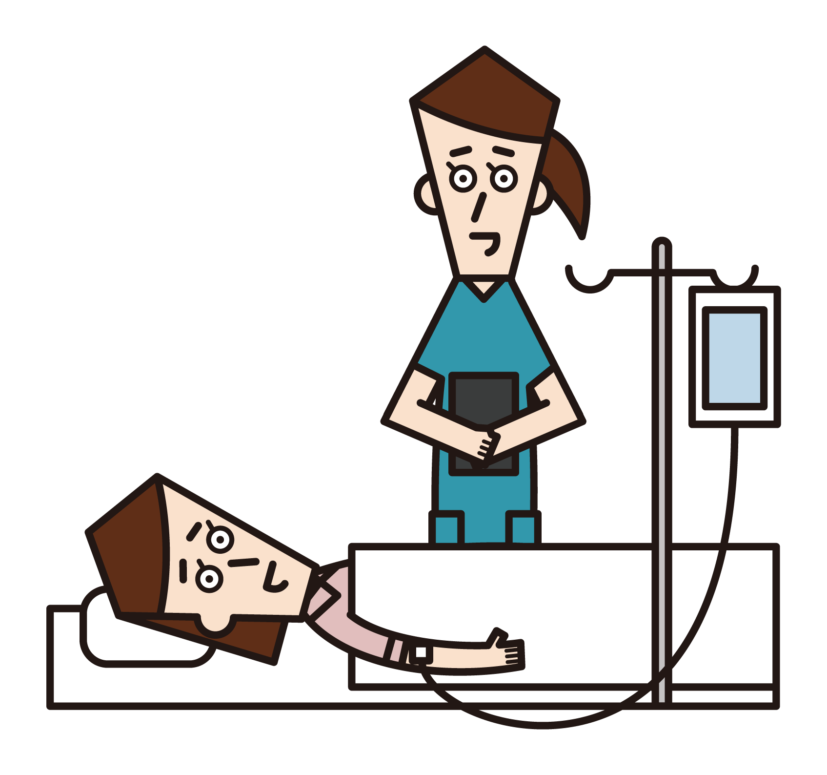 Illustration of a woman receiving drip treatment