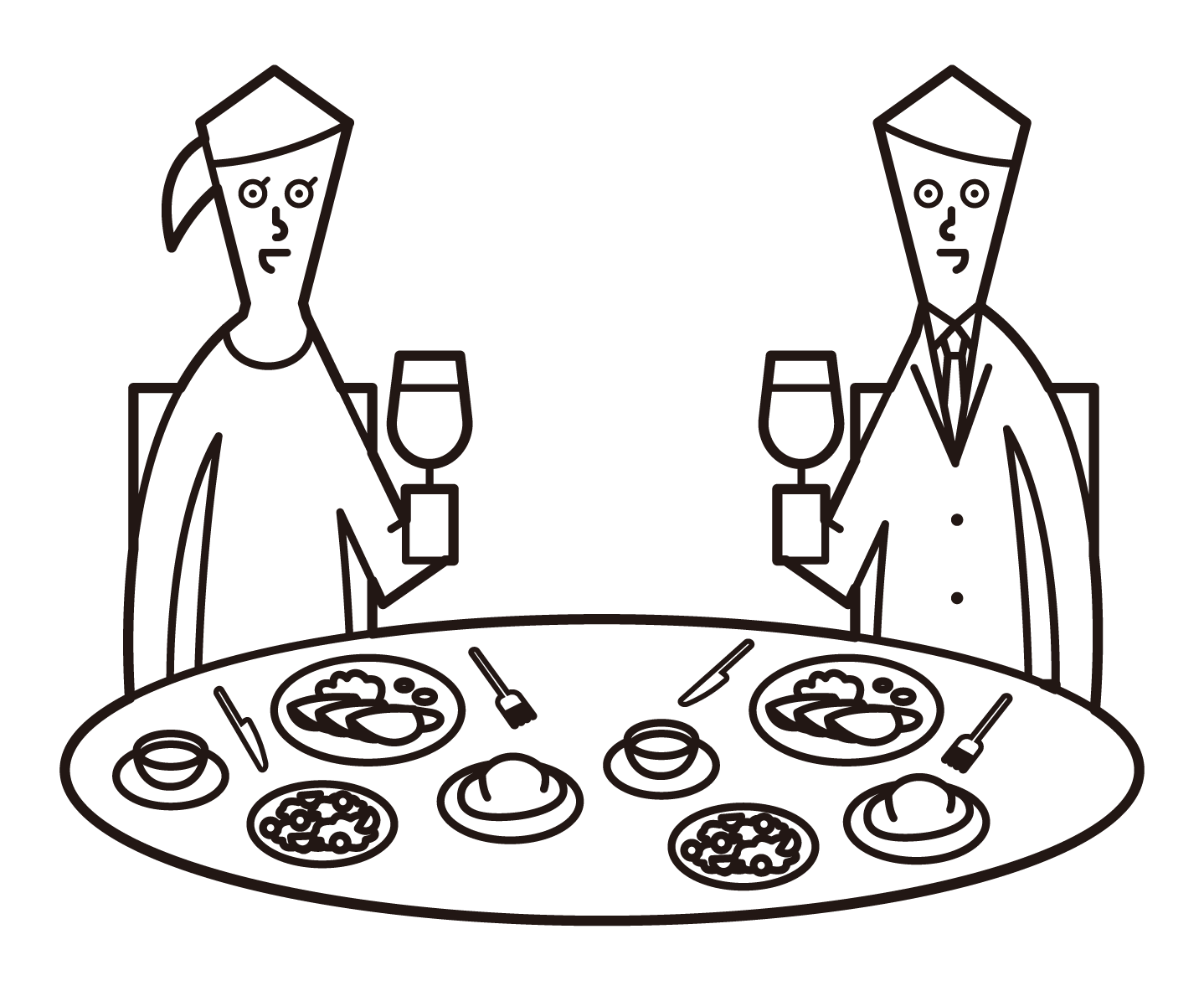 情侶在餐廳享用晚餐的插圖