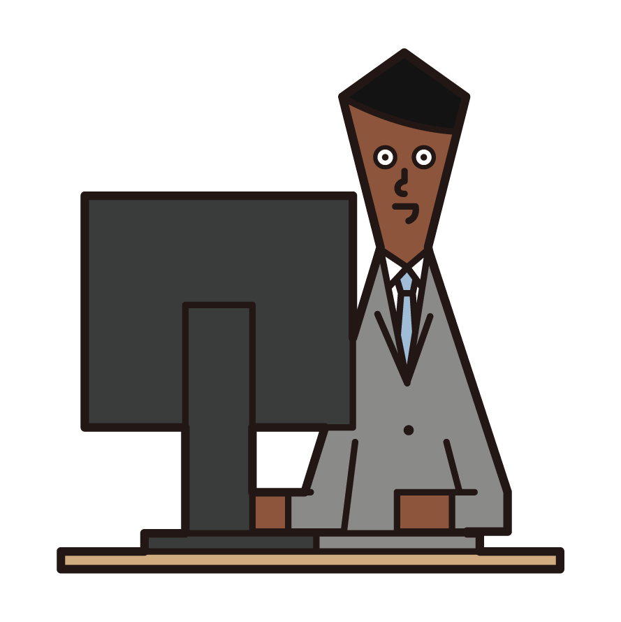 Illustration of a man using a desktop computer