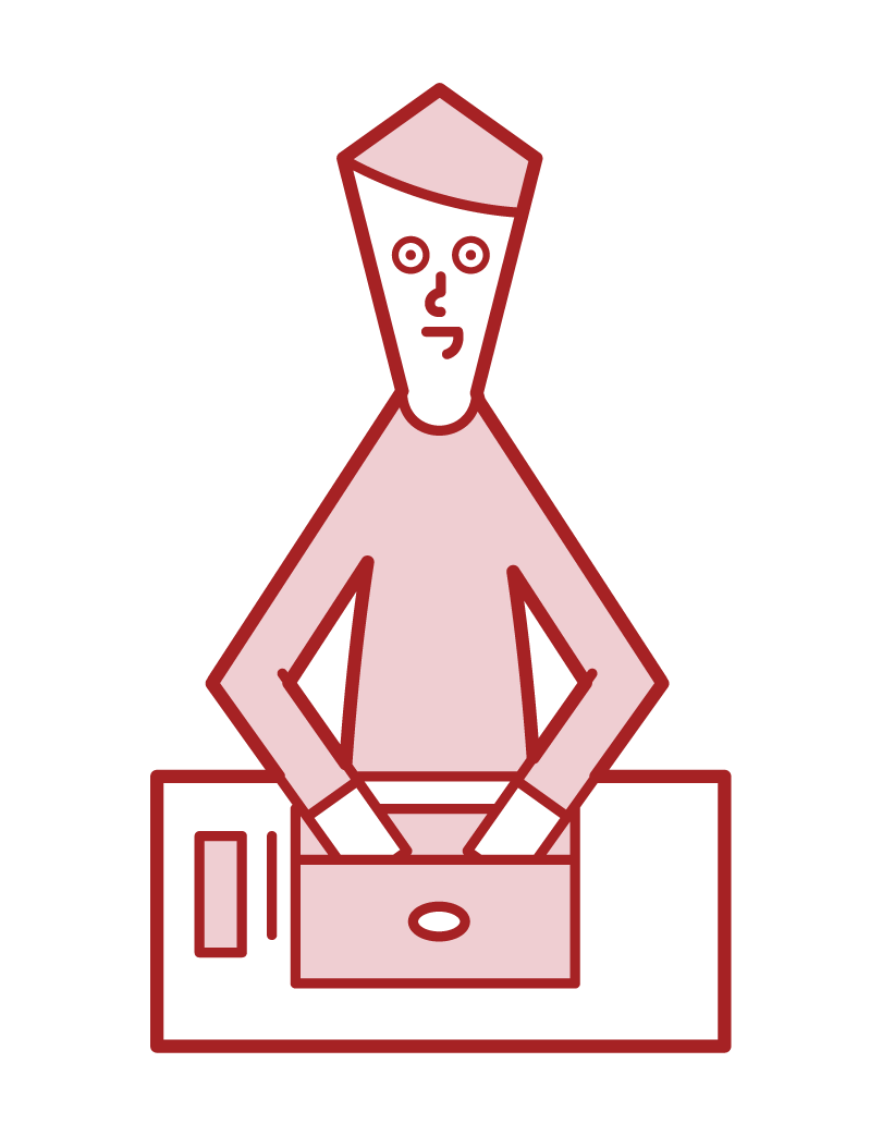 Illustration of a man using a laptop computer