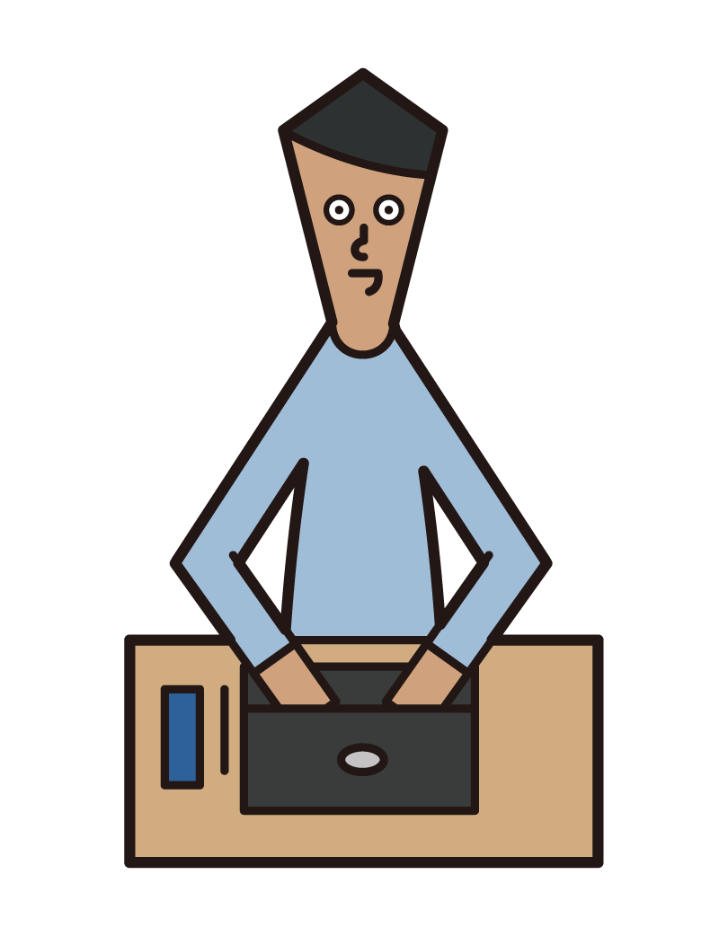 Illustration of a man using a laptop computer