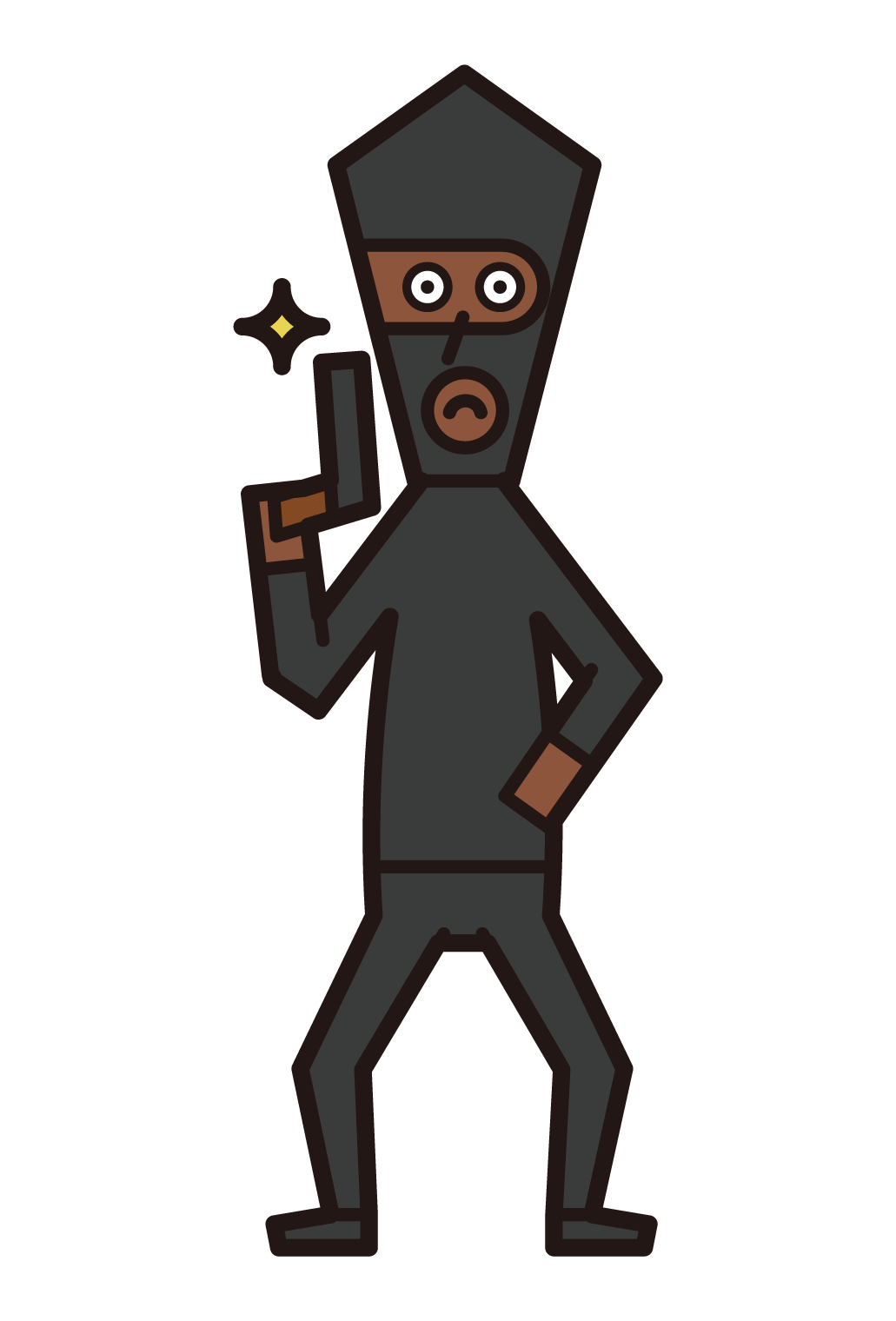 Illustration of a thief (male) with a gun – Free illustrations KuKuKeKe
