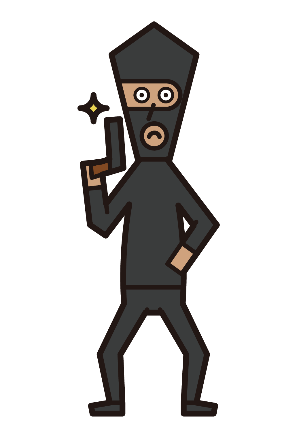 Illustration of a thief (male) with a gun