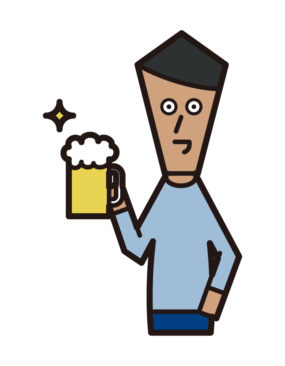 Illustration of a man who drinks beer