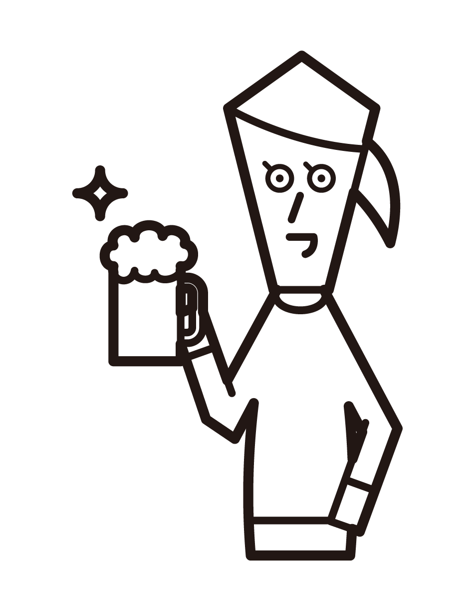 Illustration of a beer drinker (woman)