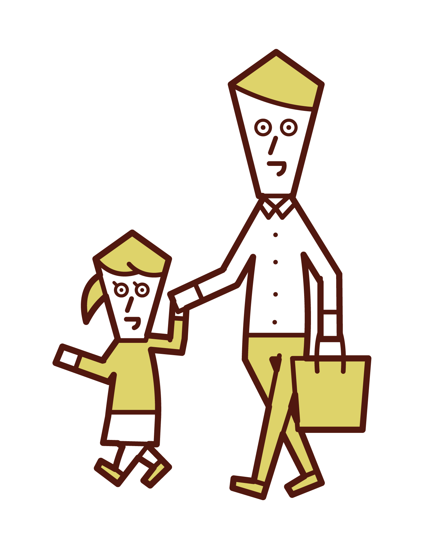 Illustration of a walking parent and child