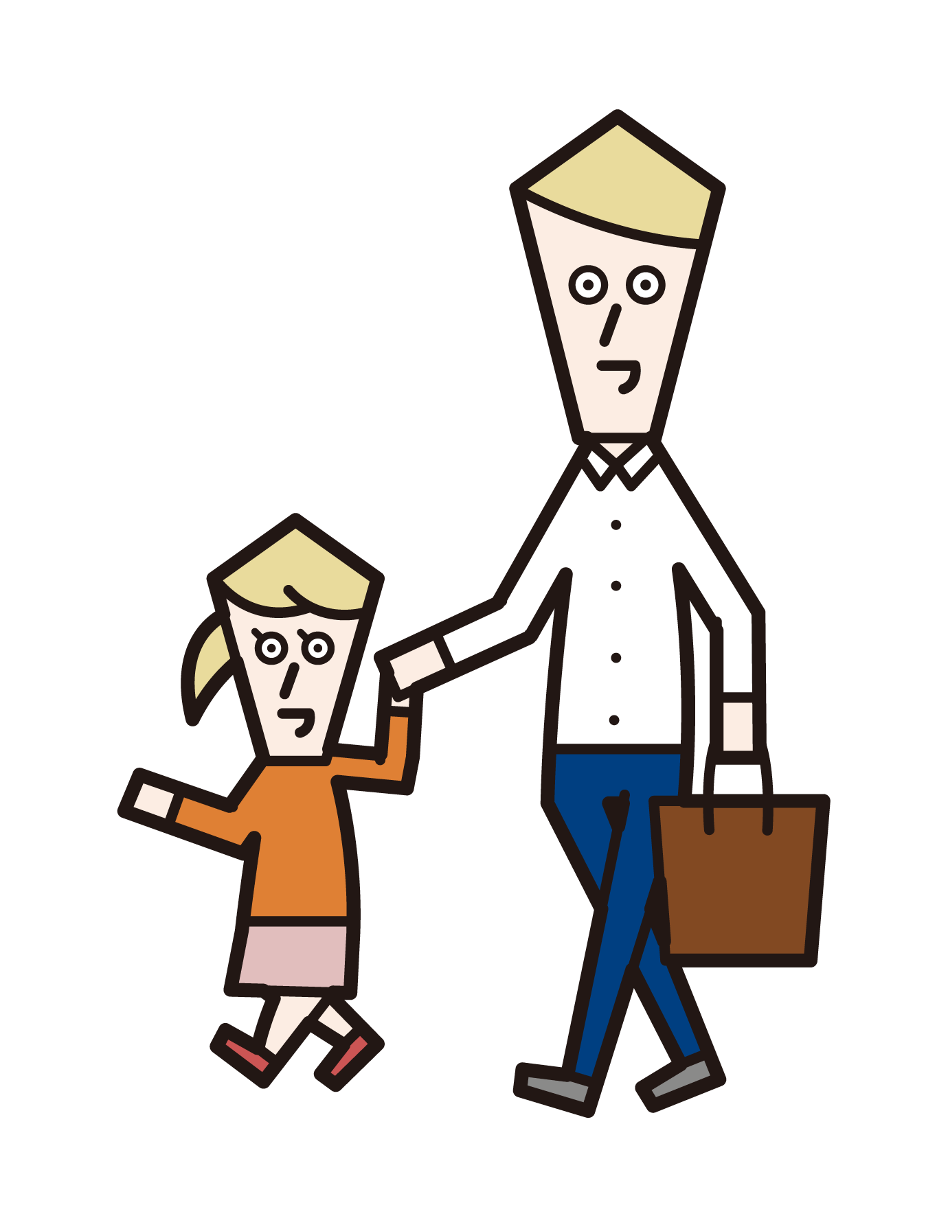 Illustration of a walking parent and child