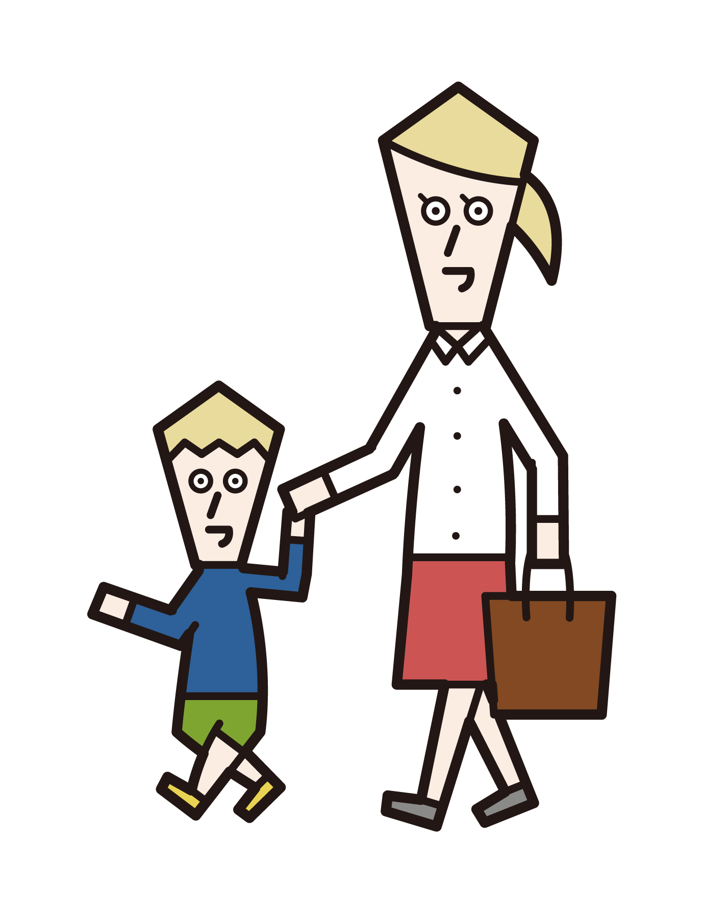 Illustration of a walking parent and child