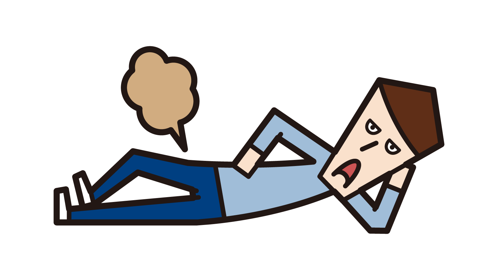 Illustration of a man (male) farting while sleeping